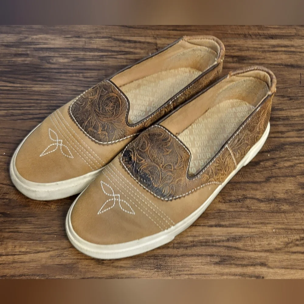 Durango Music City Tooled Leather Slip-on Western Sneaker Size 8